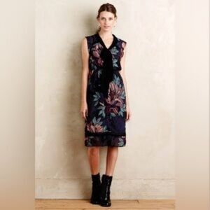 Anthropologie- Maeve- Elegant Midi Dress in Floral Pattern
